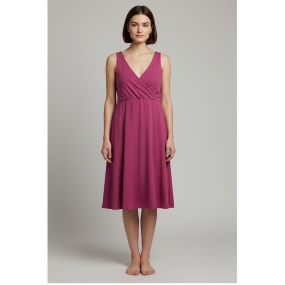 Mountain Hardwear Athletic Faux Wrap Dress Womens L Berry Pink Surplice V-Neck